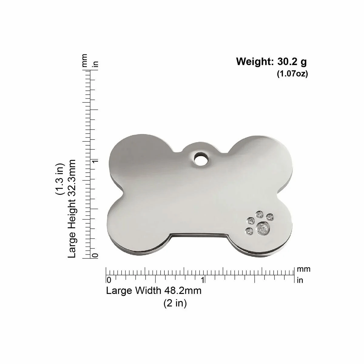 Red Dingo Diamante Bone Pet ID Dog Tags