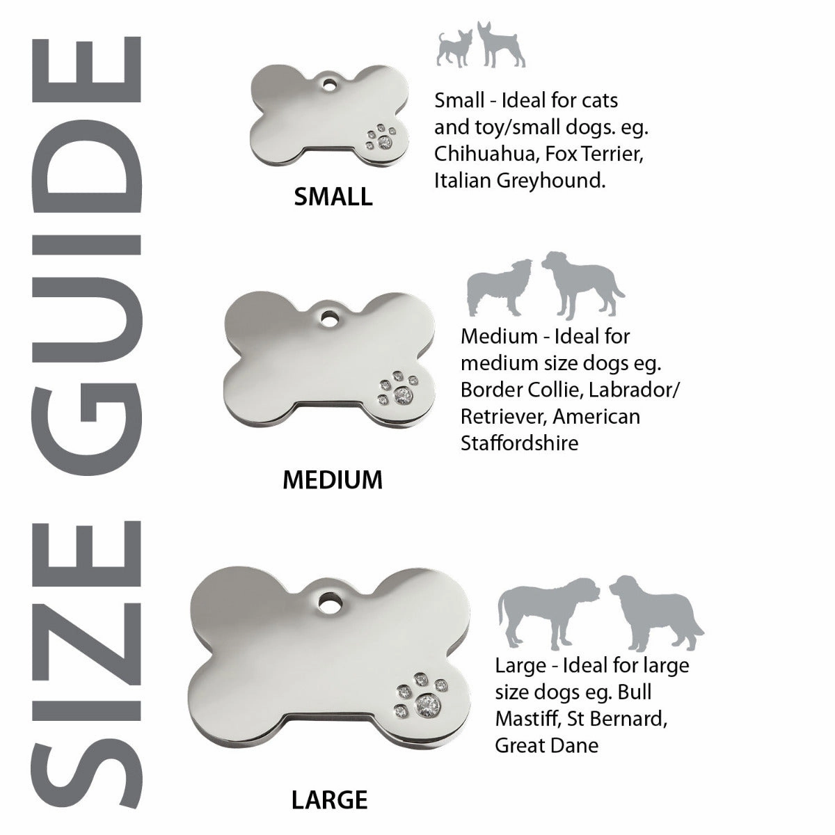 Red Dingo Diamante Bone Pet ID Dog Tags