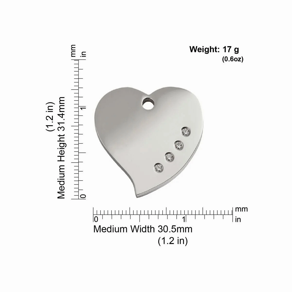 Red Dingo Diamante Heart Pet ID Dog Tags