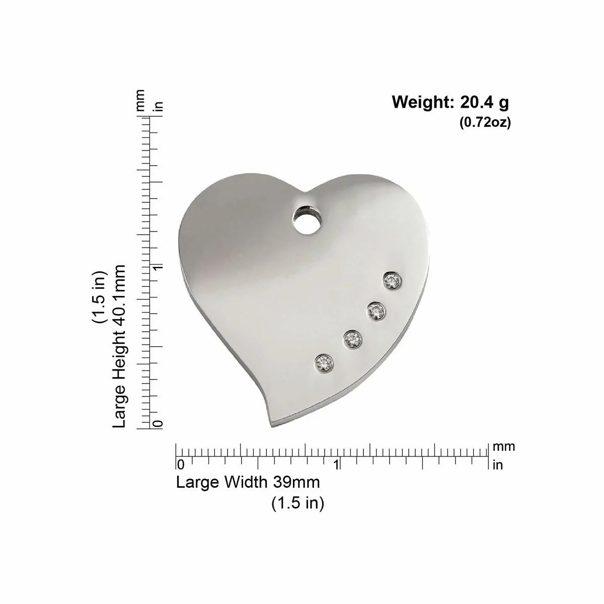 Red Dingo Diamante Heart Pet ID Dog Tags