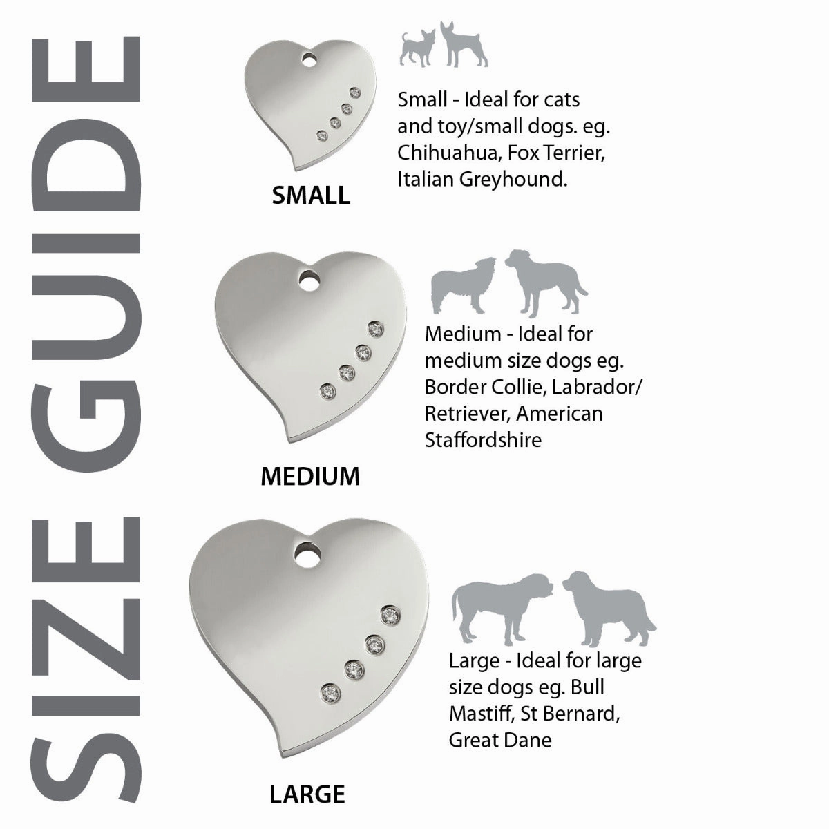 Red Dingo Diamante Heart Pet ID Dog Tags
