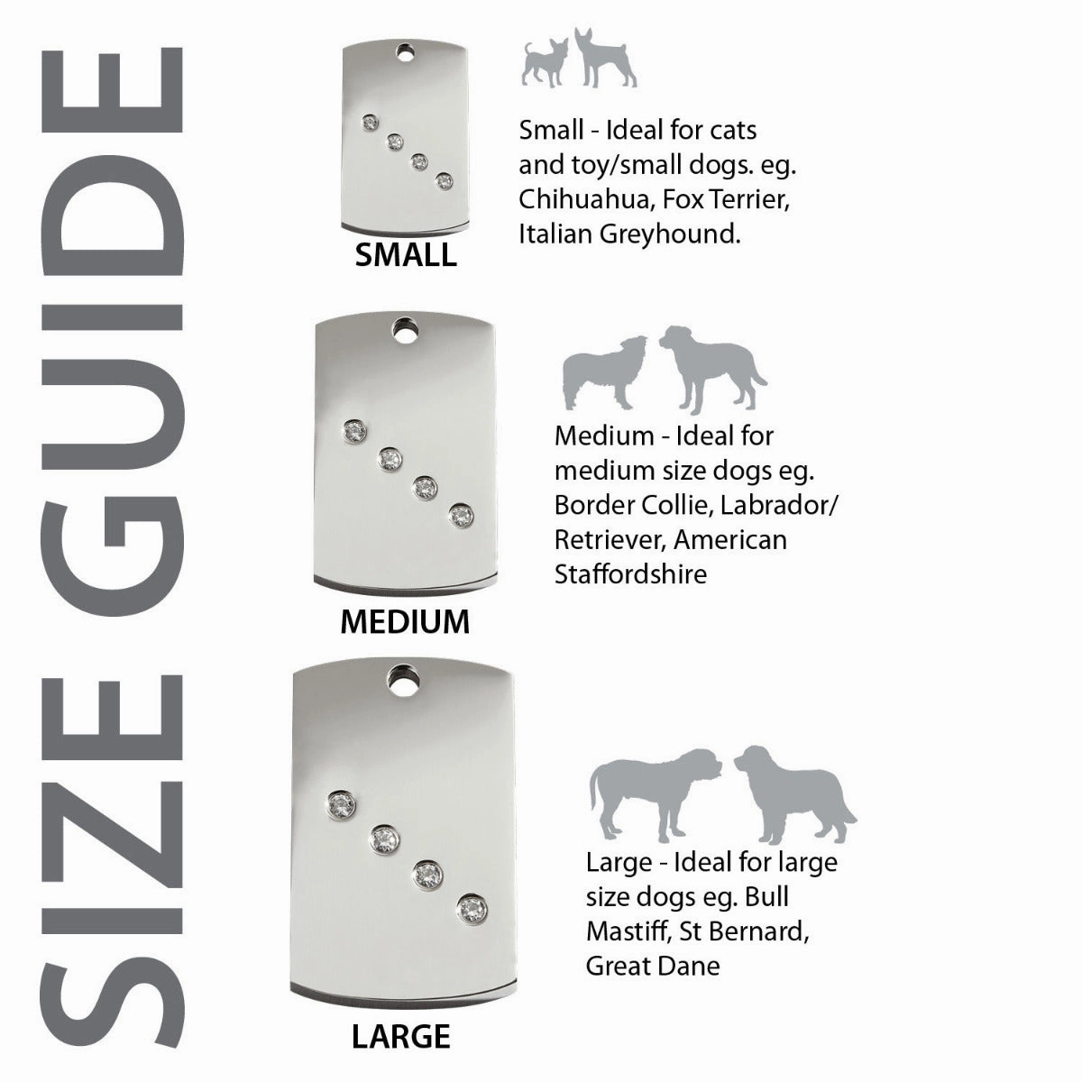 Red Dingo Diamante Rectangle Pet ID Dog Tags