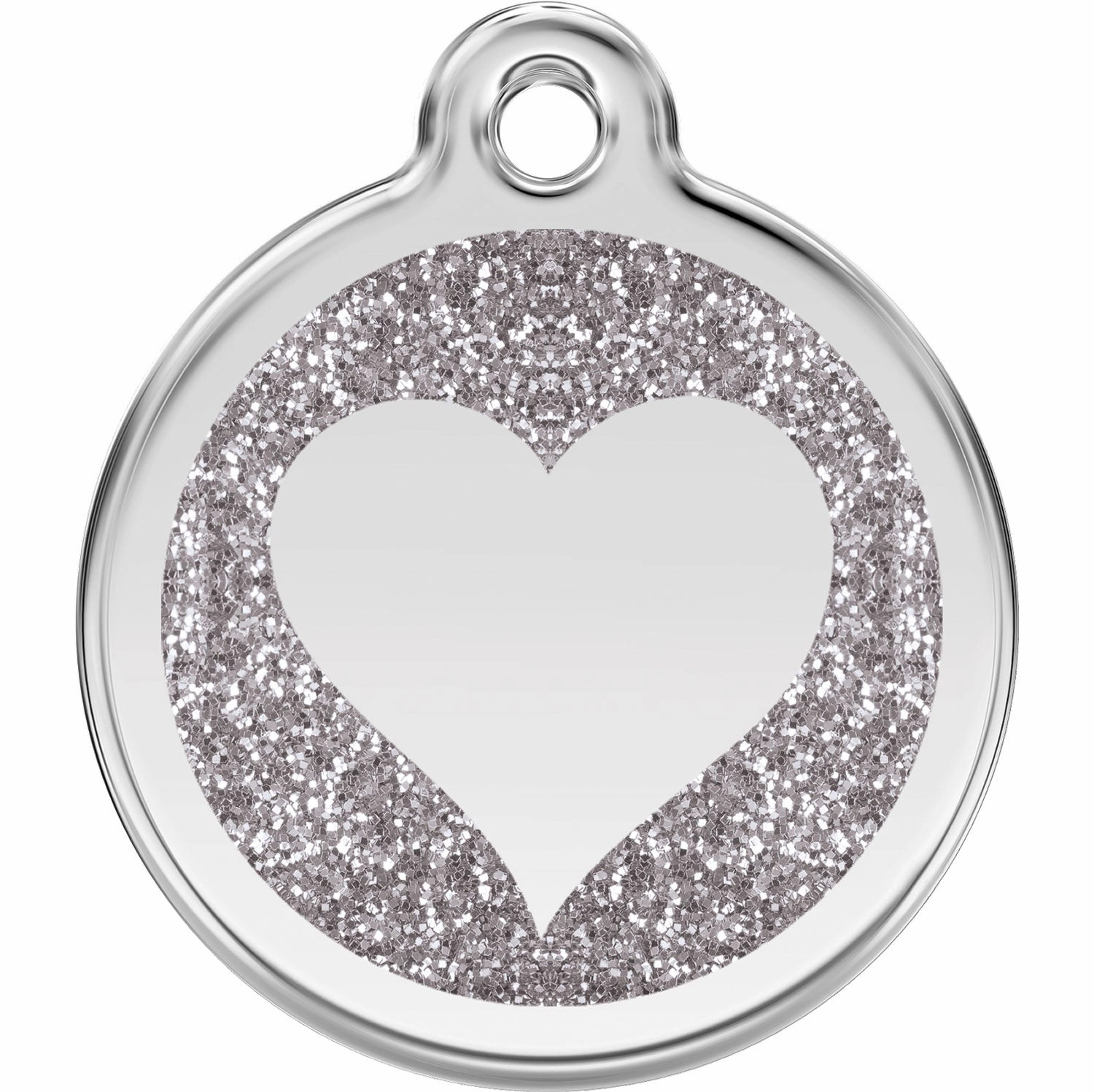 Red Dingo Glitter Heart Pet ID Dog Tags