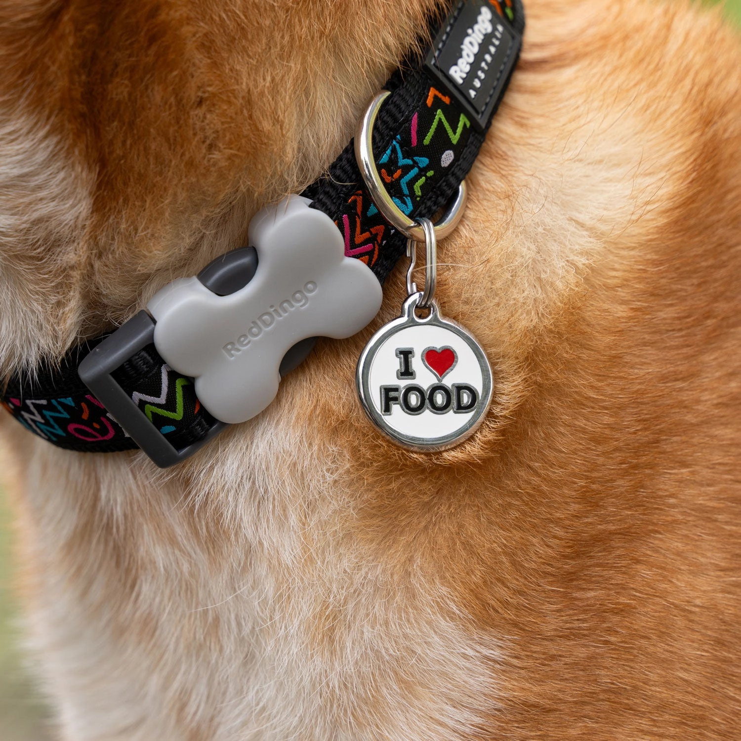 Red Dingo I love Food Pet ID Tag
