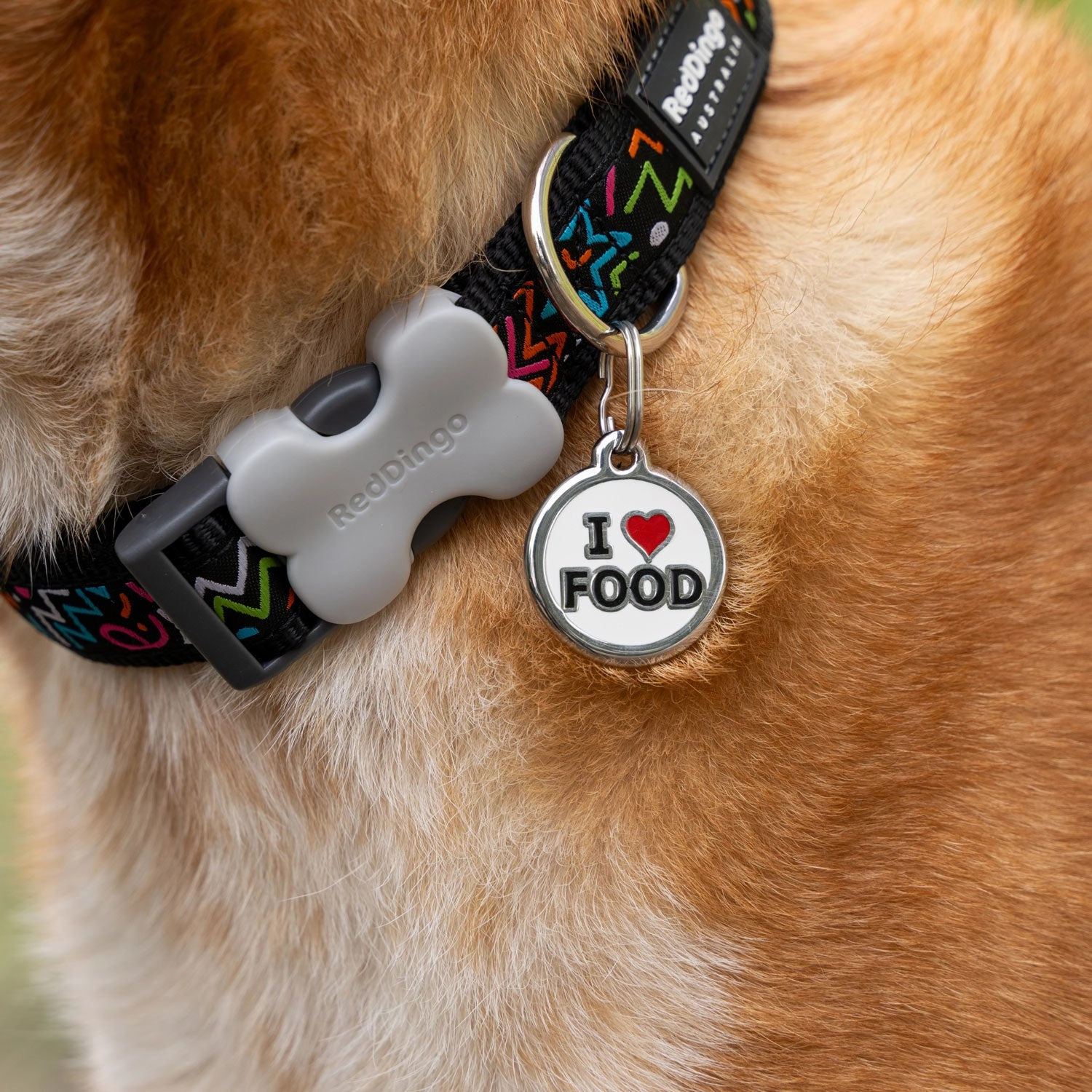 Red Dingo I love Food Pet ID Tag