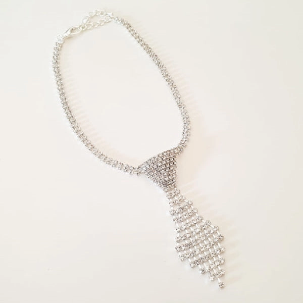 Rhinestone Tie Dog Necklace