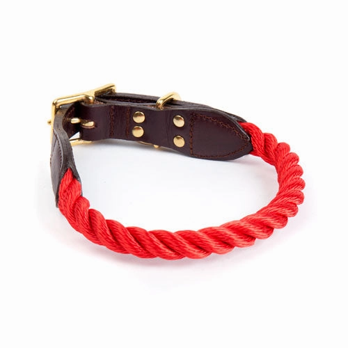 Rope and Leather Collar, Red