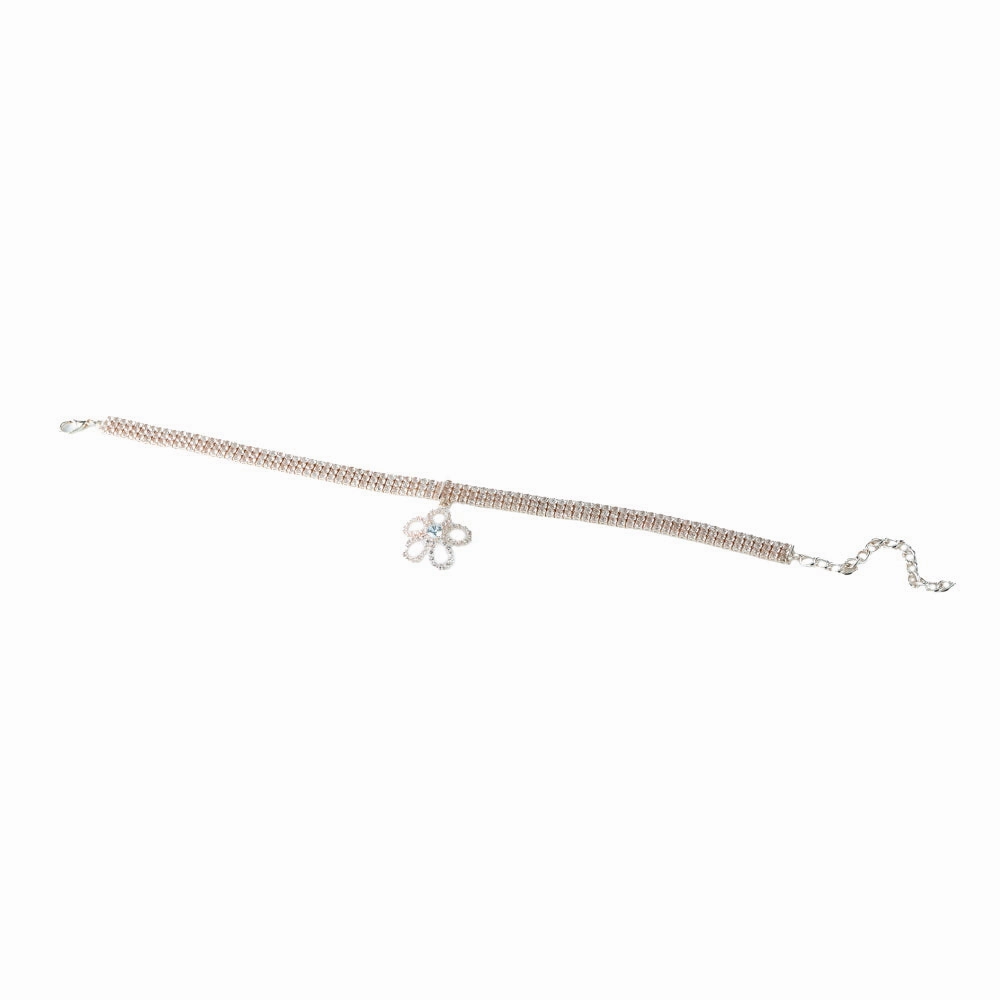 Rose Gold Diamante Flower Dog Necklace