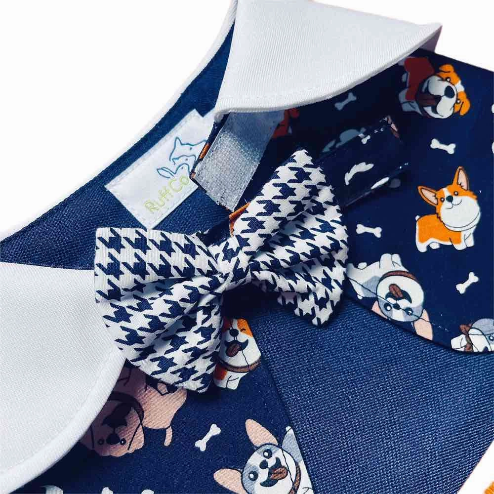 RuffCo Handcrafted Cape For Cats & Dogs (Blue Puppies)