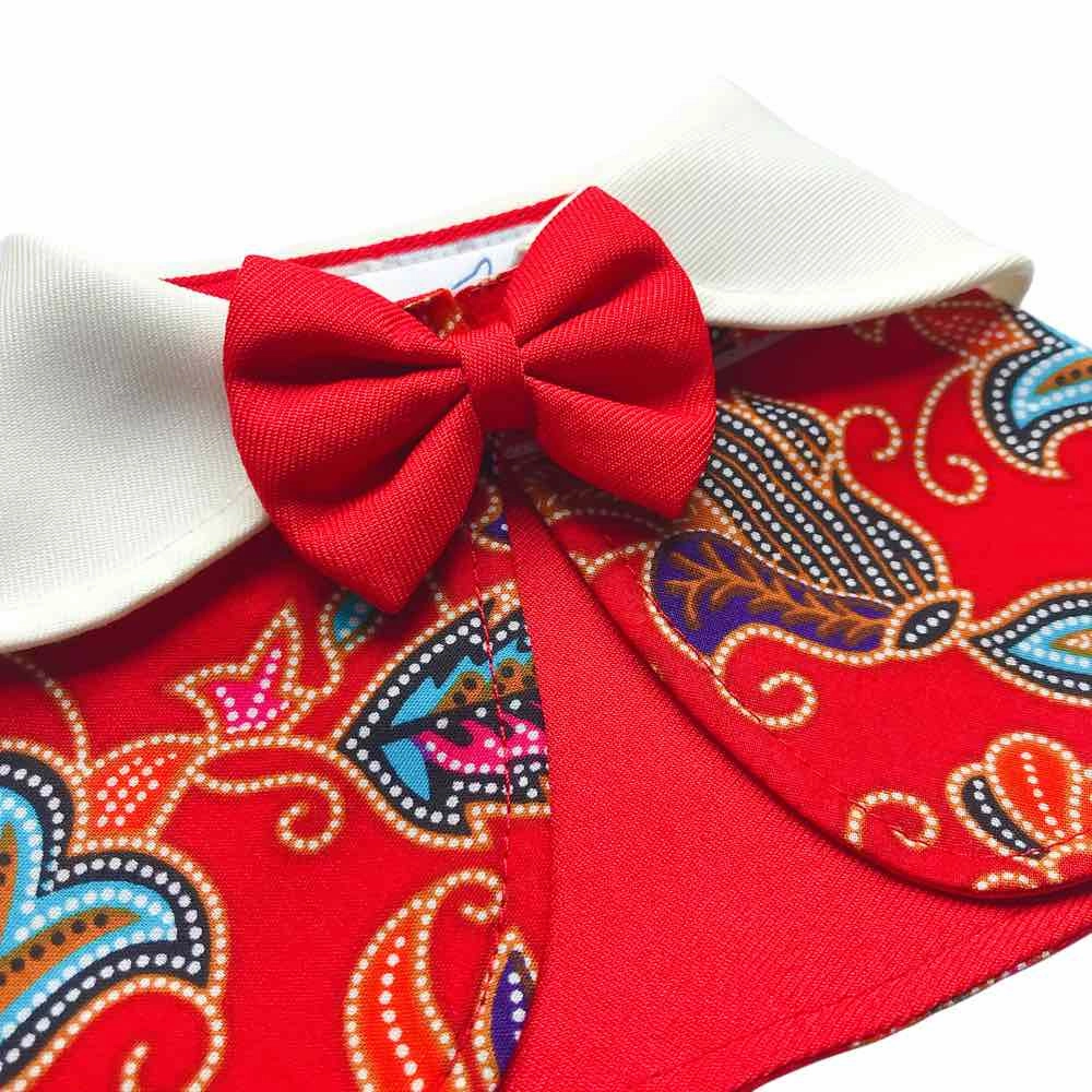 RuffCo Handcrafted Cape For Cats & Dogs (Red Batik)