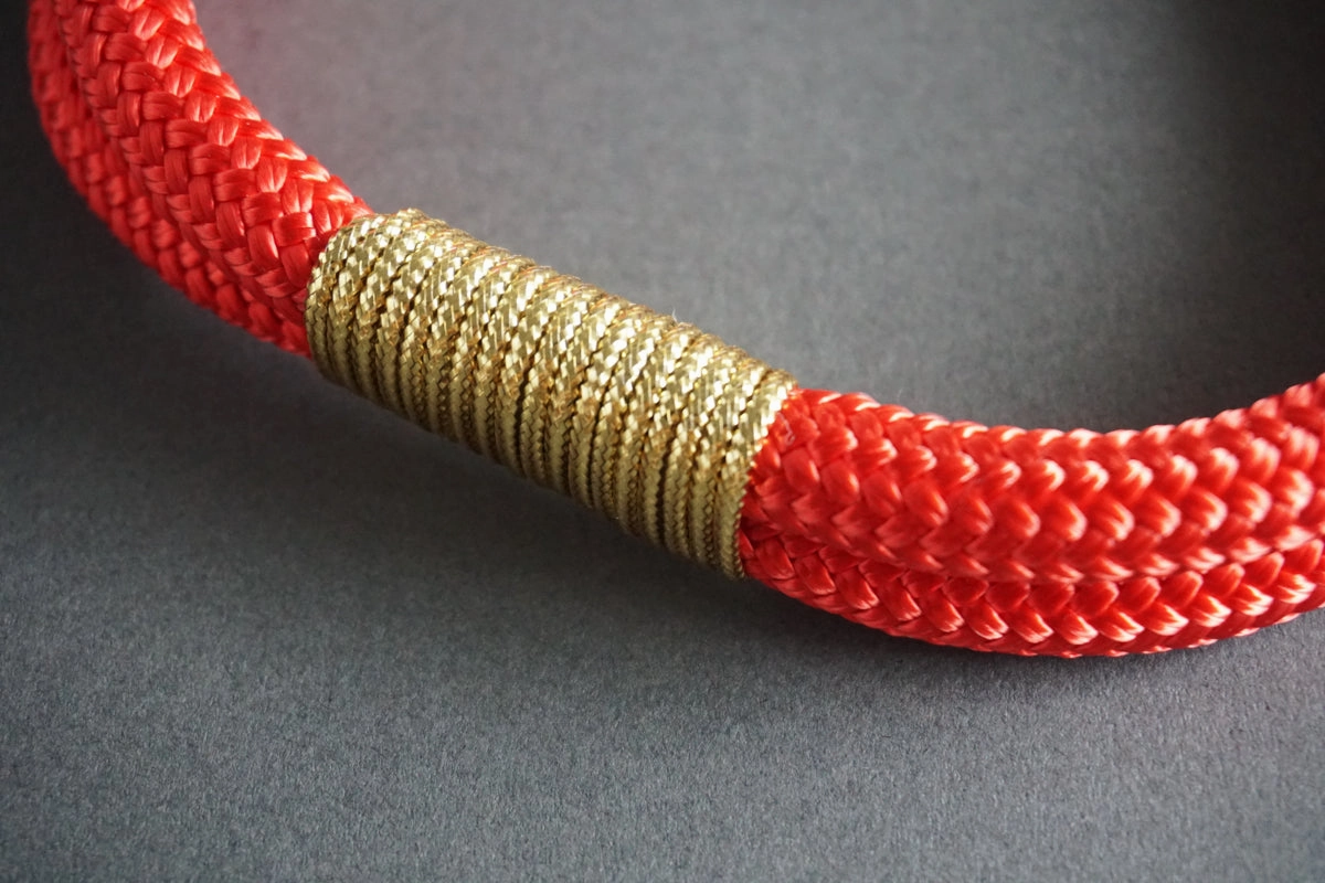Rugged Wrist Hudson Dog Collar: Gold and Red Rope