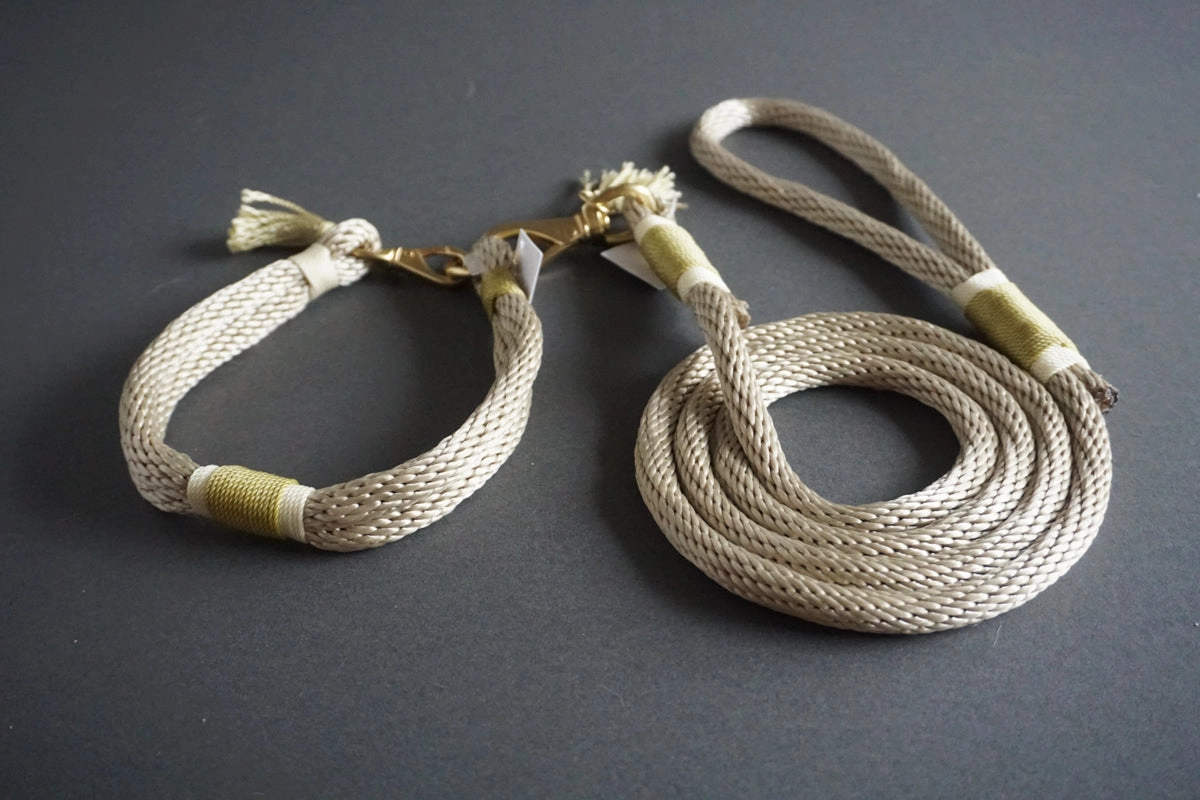 Rugged Wrist Hudson Dog Rope Collar: Gold Olive