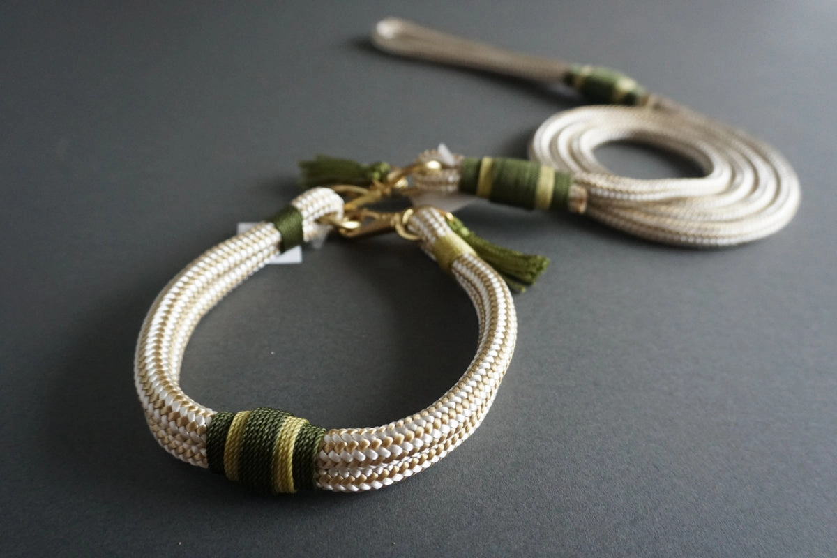 Rugged Wrist Hudson Dog Rope Collar: Olive Tree