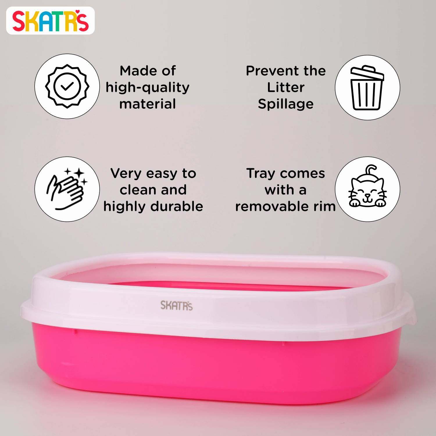 Scoopy Lavender Scented Natural Indian Brown Sand Litter & Skatrs Pink Litter Tray Cat Combo