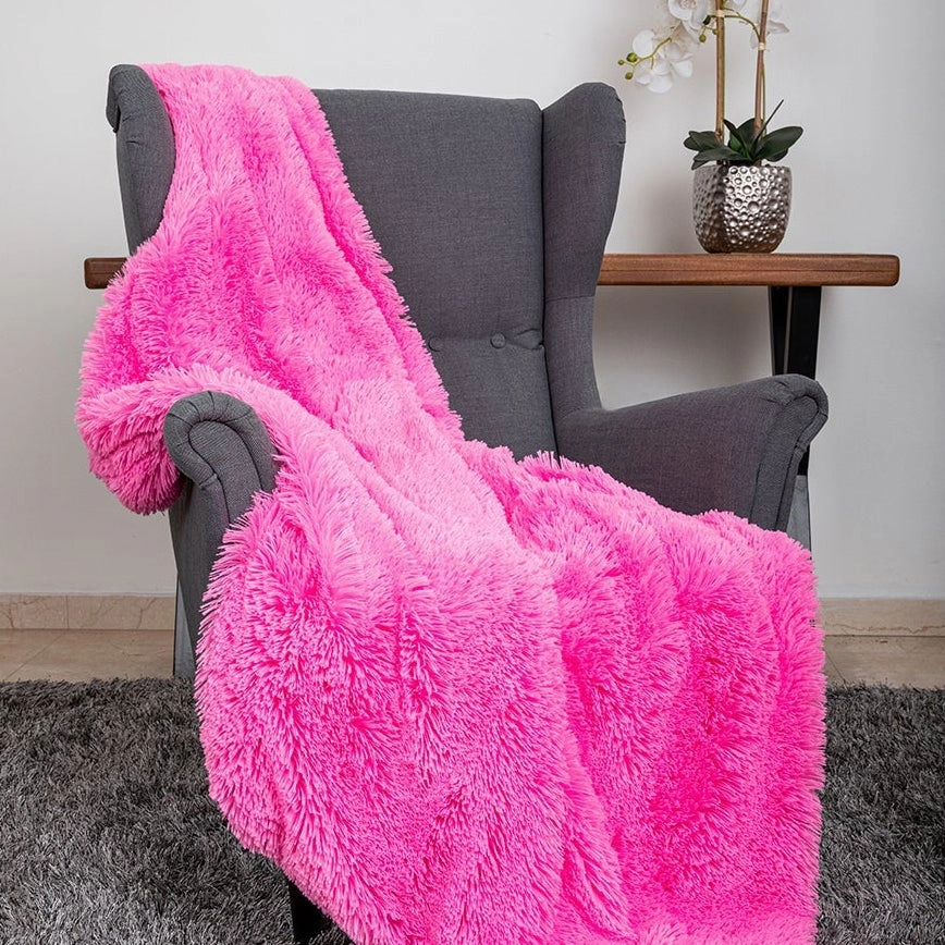 Shag Dog Blanket Throw Fuchsia