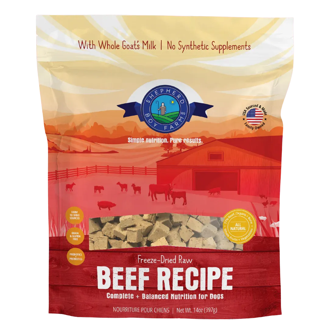 Shepherd Boy Farms Freeze-Dried Dog or Cat Food - Beef Recipe 14oz bag