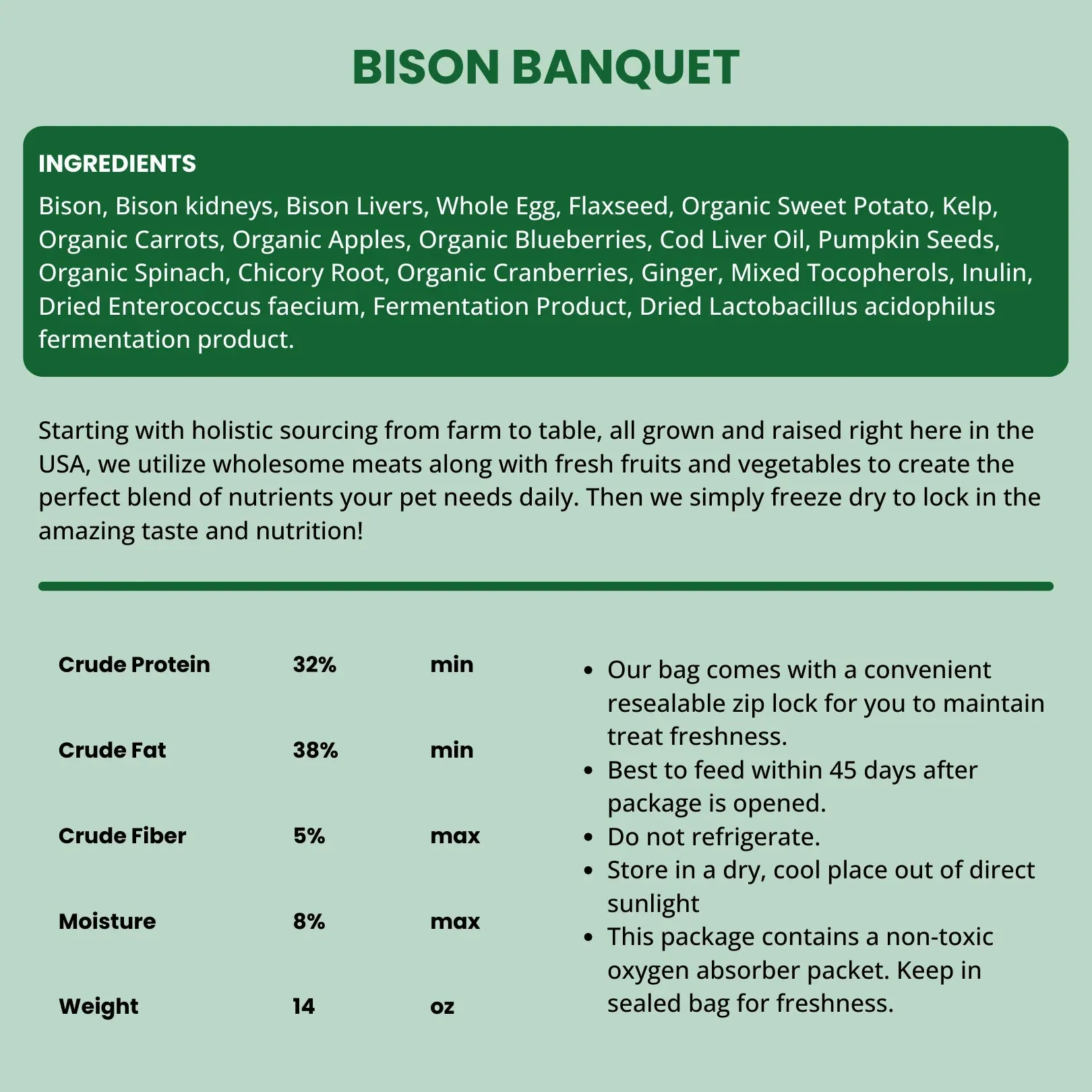 Shepherd Boy Farms Freeze-Dried Dog or Cat Food - Bison Recipe 14oz bag