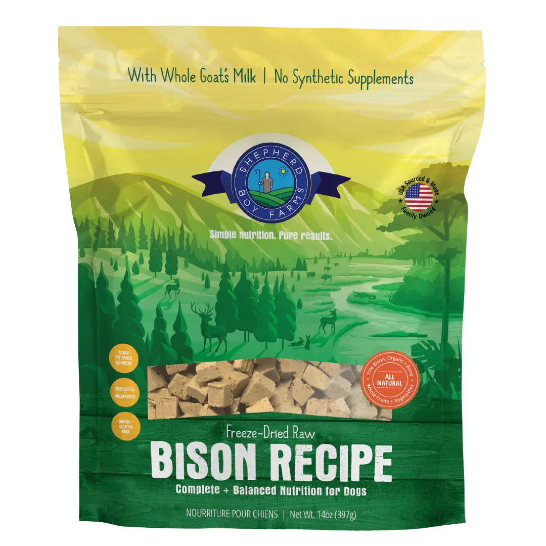 Shepherd Boy Farms Freeze-Dried Dog or Cat Food - Bison Recipe 14oz bag