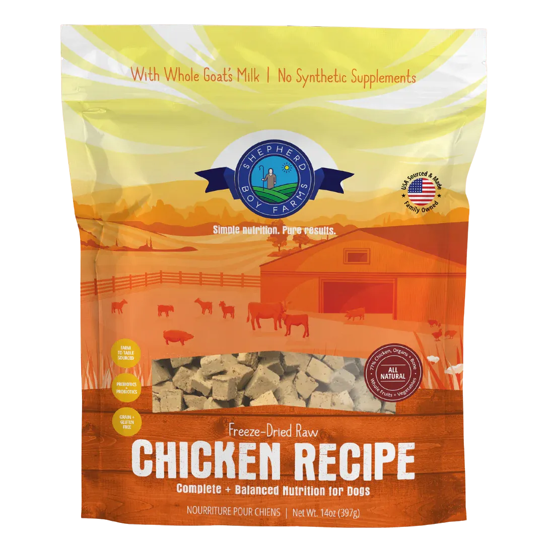 Shepherd Boy Farms Freeze-Dried Dog or Cat Food - Chicken Recipe 14oz bag