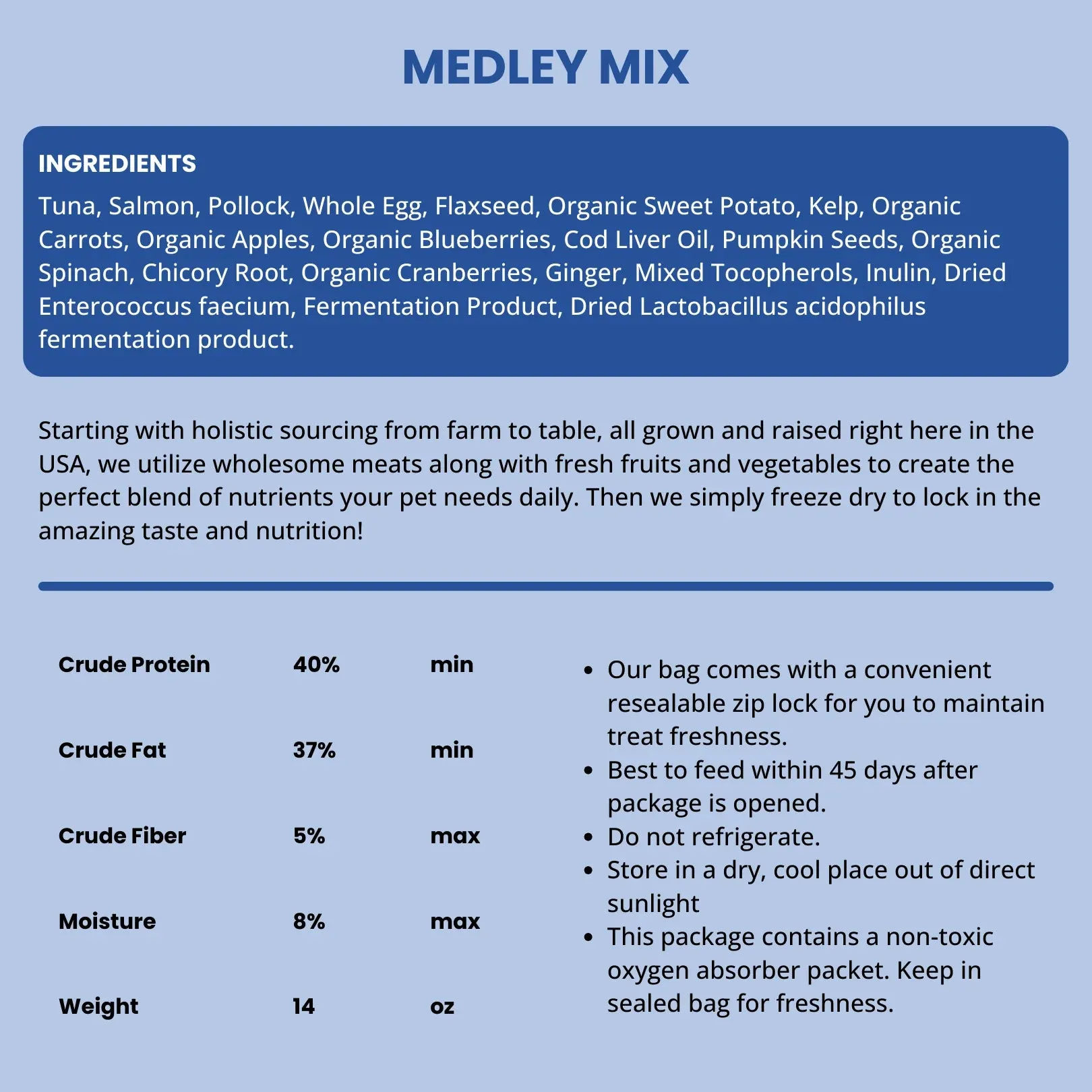 Shepherd Boy Farms Freeze-Dried Dog or Cat Food - Fish Medley 14oz bag