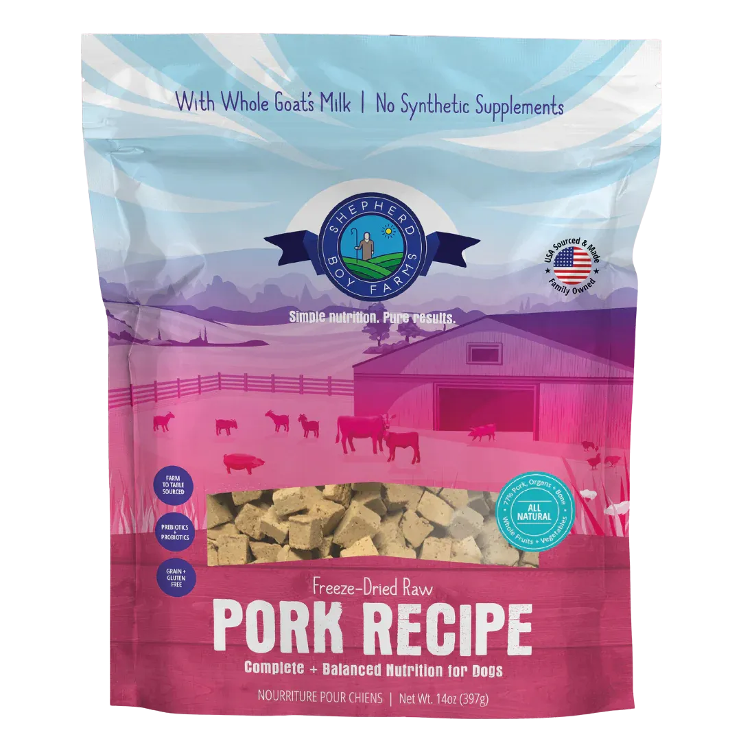 Shepherd Boy Farms Freeze-Dried Dog or Cat Food - Pork Recipe 14oz bag