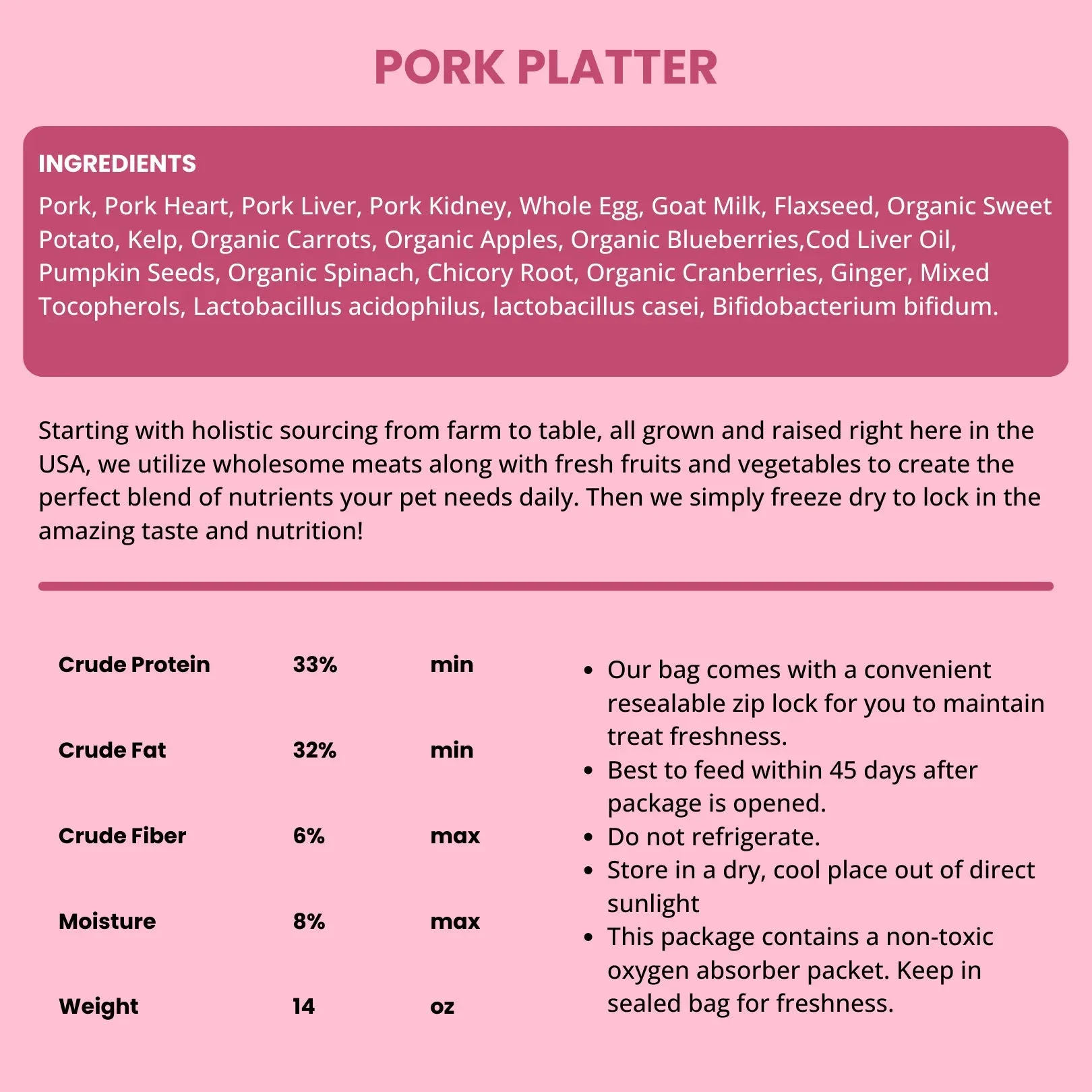 Shepherd Boy Farms Freeze-Dried Dog or Cat Food - Pork Recipe 14oz bag