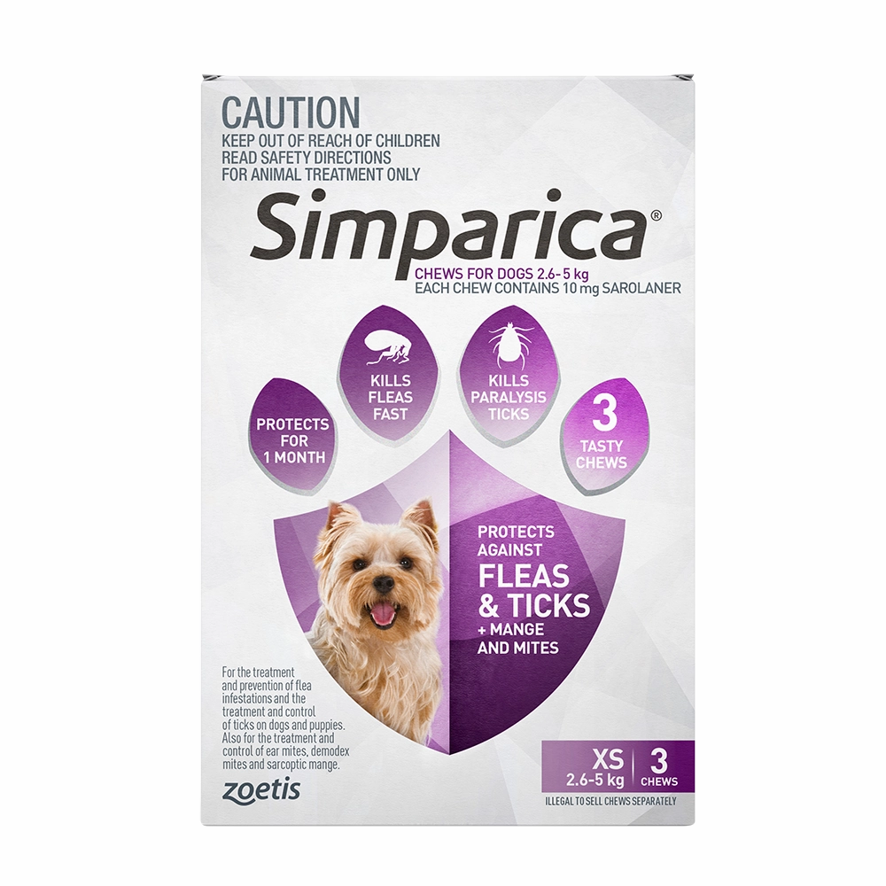 Simparica - Chews for Extra Small Dogs 2.6-5kg (3pk)