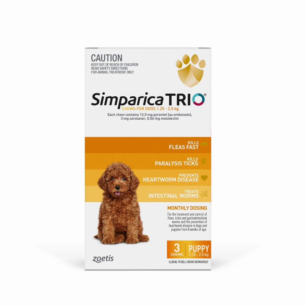 Simparica Trio - Chews for Dogs 1.25-2.5kg (3pk)
