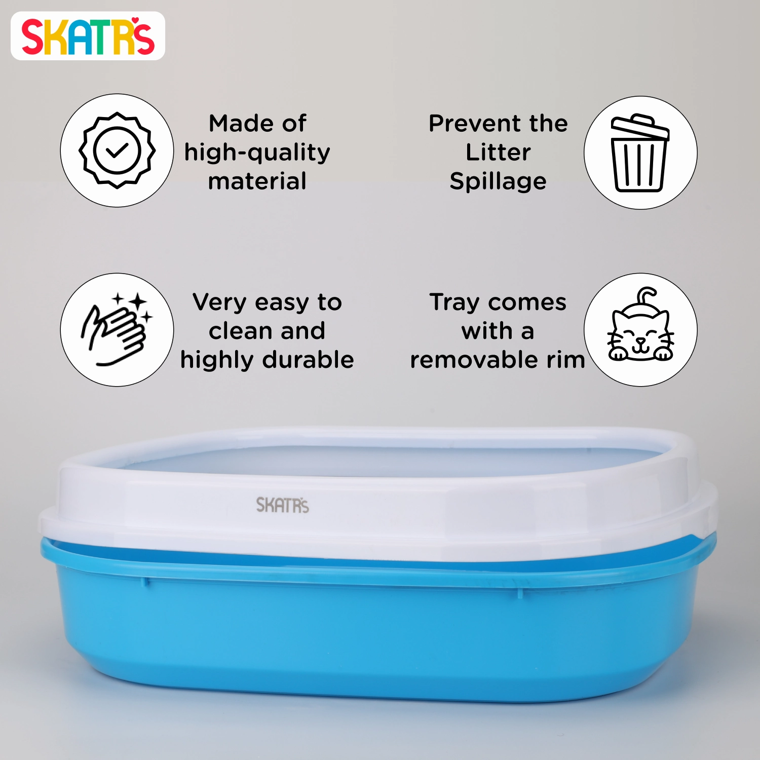 Skatrs Litter Tray for Cats (Blue)