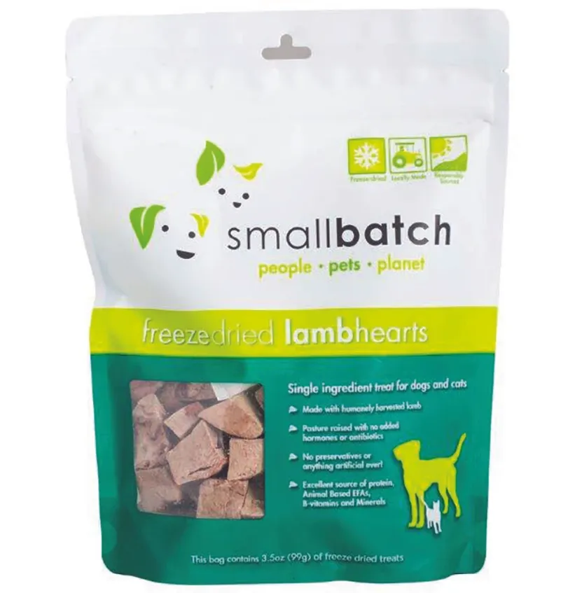 Small Batch Freeze Dried Lamb Hearts 3.5 oz.