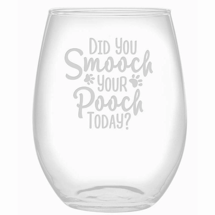 Smooch Your Pooch Stemless Wine Glasses, Set Of 4