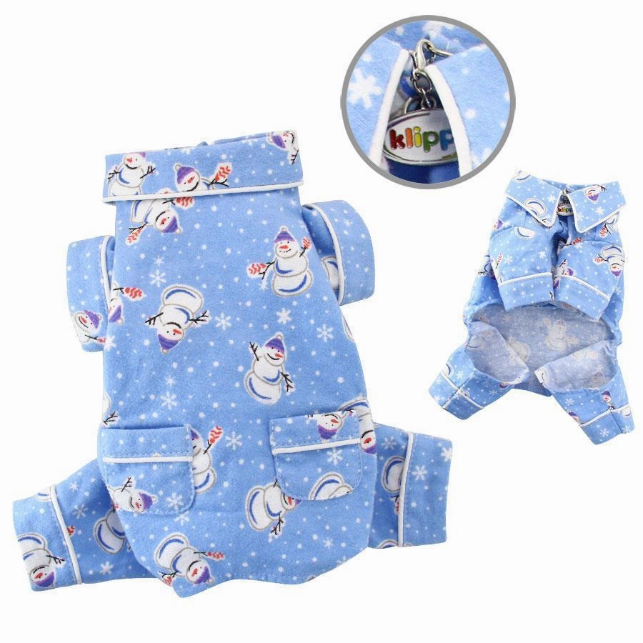 Snowman And Snowflakes Flannel Dog Pajamas