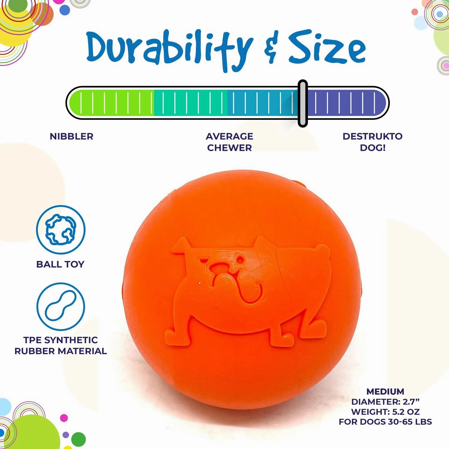 Soda Pup Smile Ultra Durable Rubber Ball