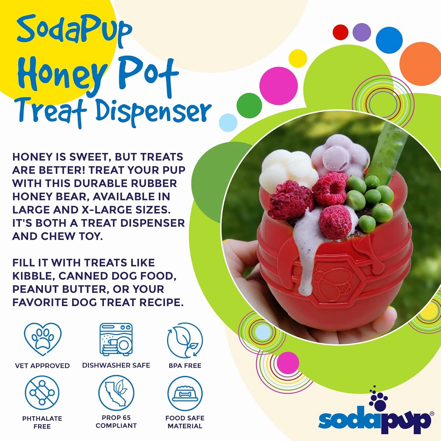 SodaPup Honey Pot Durable Rubber Treat Dispenser