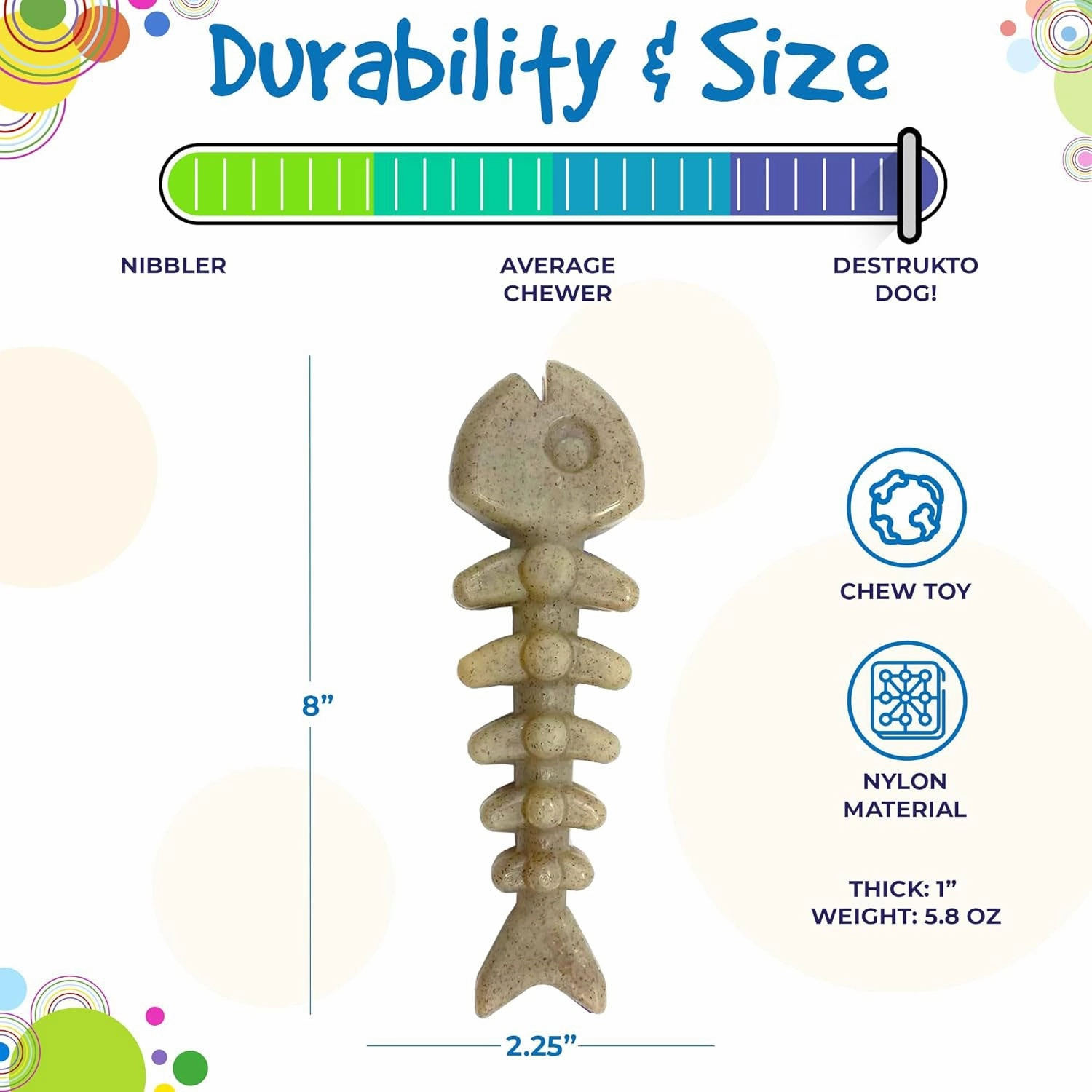 SodaPup Nylon Fish Bone Ultra Durable Chew Toy