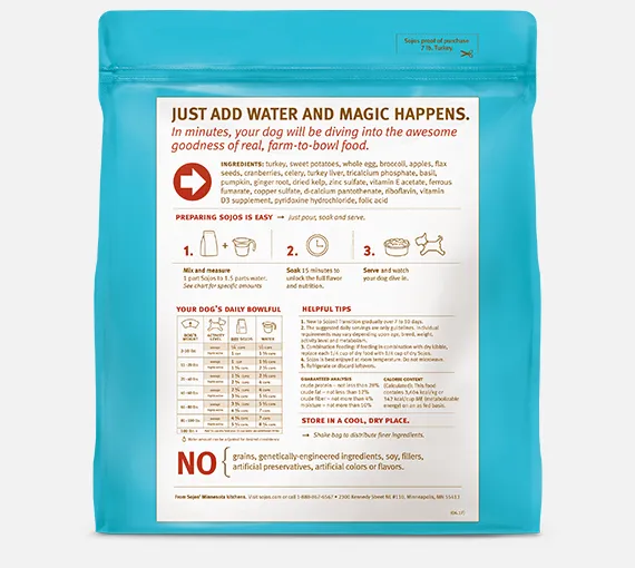 Sojos Freeze-Dried Dog Food - Turkey Recipe -