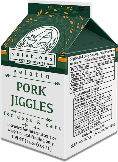 Solutions Dog & Cat Frozen Pork Jiggles Pork Gelatin - 1 pint (16oz)