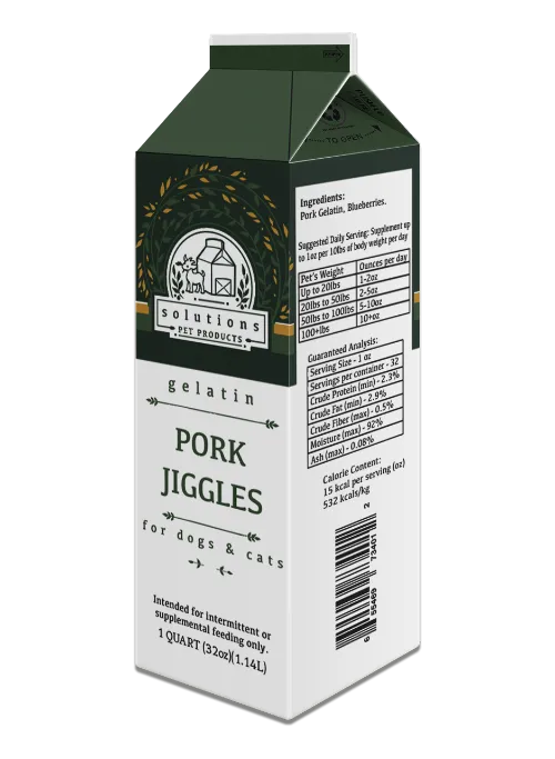 Solutions Dog & Cat Frozen Pork Jiggles Pork Gelatin - 1 quart (32oz)