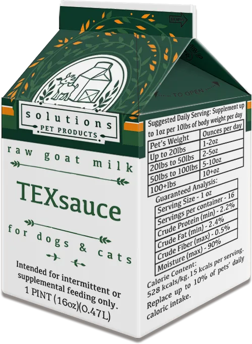 Solutions Dog & Cat Frozen TexSauce Cultured Raw Goat Milk - 1 pint (16oz)