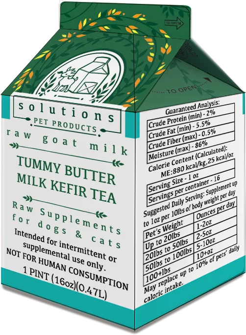 Solutions Dog & Cat Frozen Tummy Butter Tea Cultured Raw Goat Milk - 1 pint (16oz)