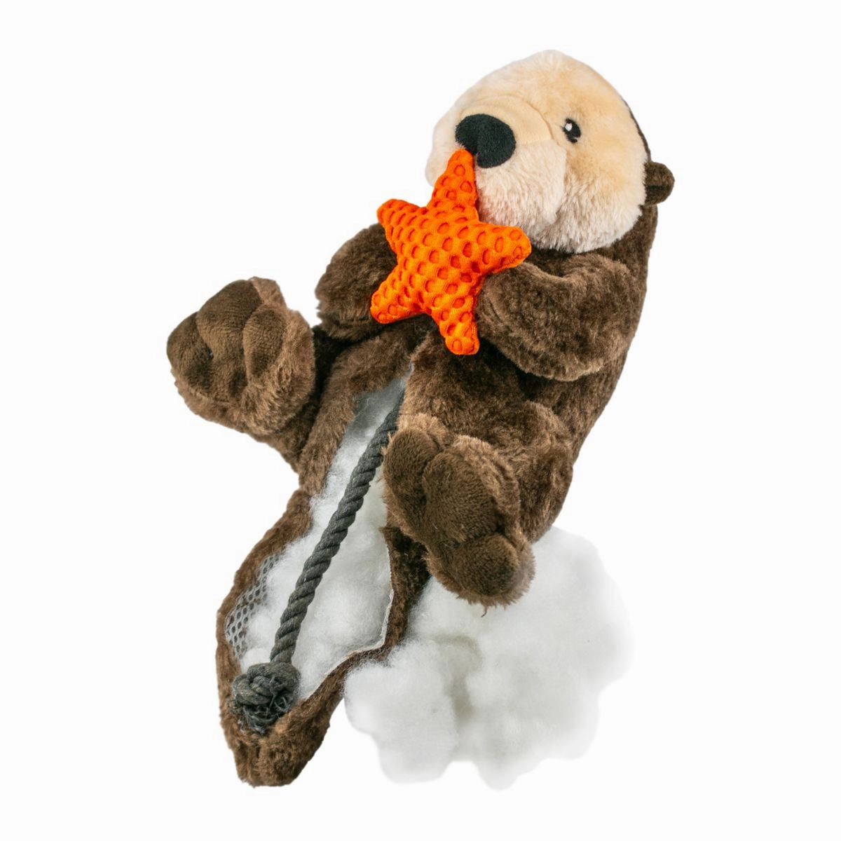 Squeaky Plush Dog Toy: Otter Rope Body