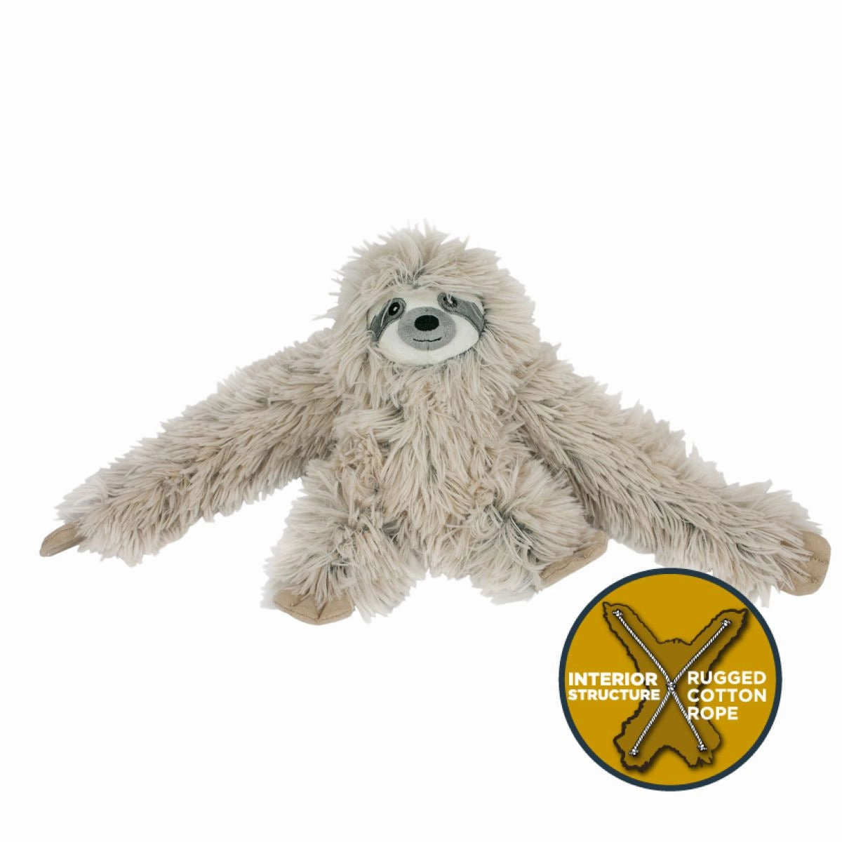 Squeaky Plush Dog Toy: Sloth Rope Body