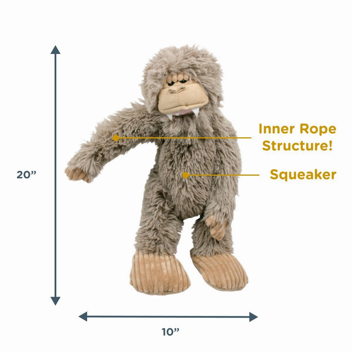 Squeaky Plush Dog Toy: Stuffless Big Foot