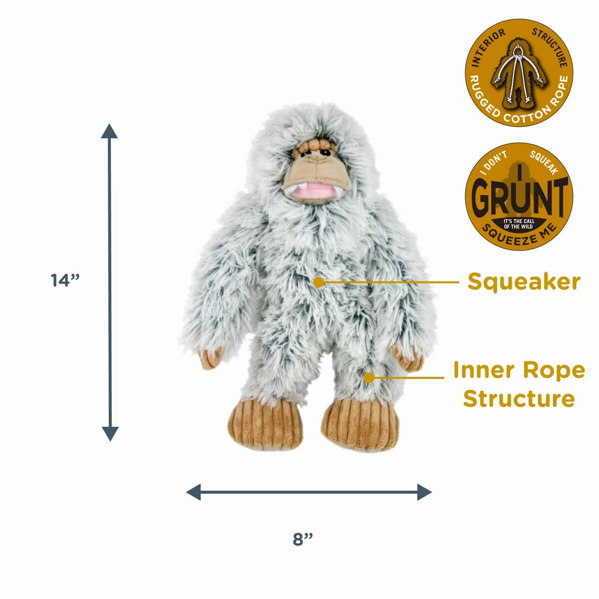 Squeaky Plush Dog Toy: Yeti