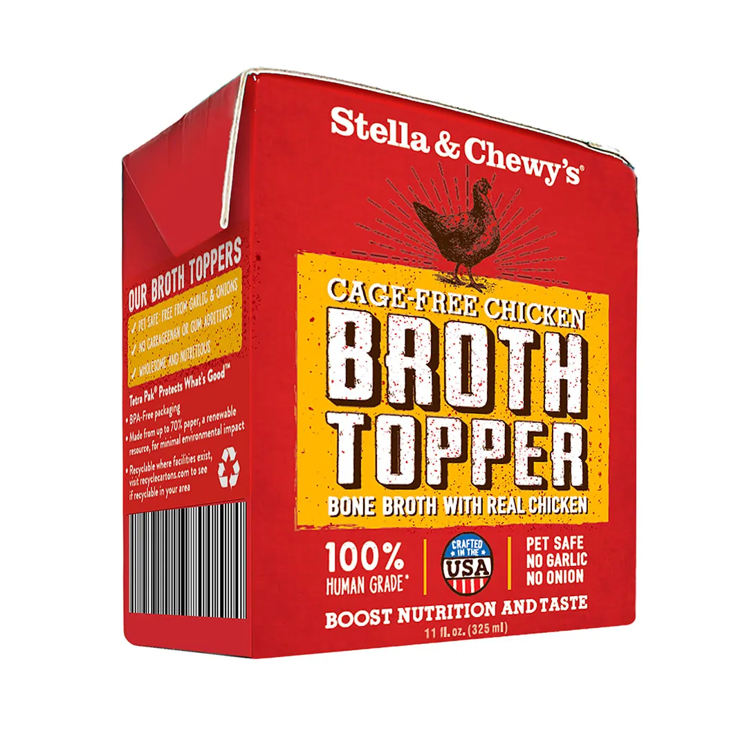 Stella & Chewy's Dog Food Topper Cage-Free Chicken Bone Broth 11oz Tetra