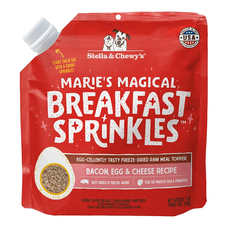 Stella & Chewy's Freeze-Dried Raw Dog Food Topper Marie's Magical Breakfast Sprinkles - Bacon, Egg & Cheese Recipe 7oz Bag