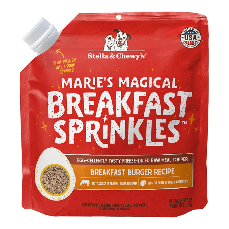 Stella & Chewy's Freeze-Dried Raw Dog Food Topper Marie's Magical Breakfast Sprinkles - Breakfast Burger Recipe 7oz Bag