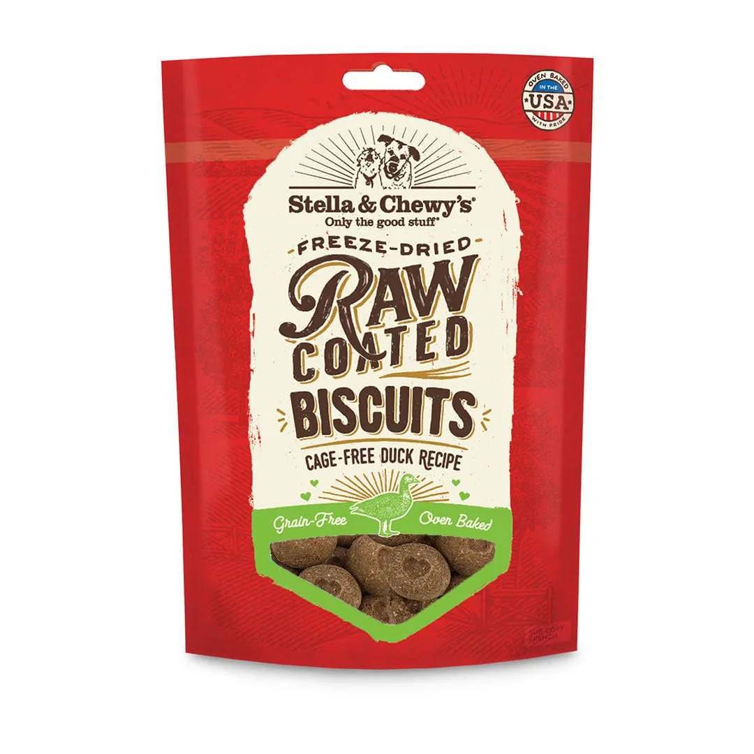 Stella & Chewy's Raw Coated Dog Biscuits Cage-Free Duck 9oz Bag