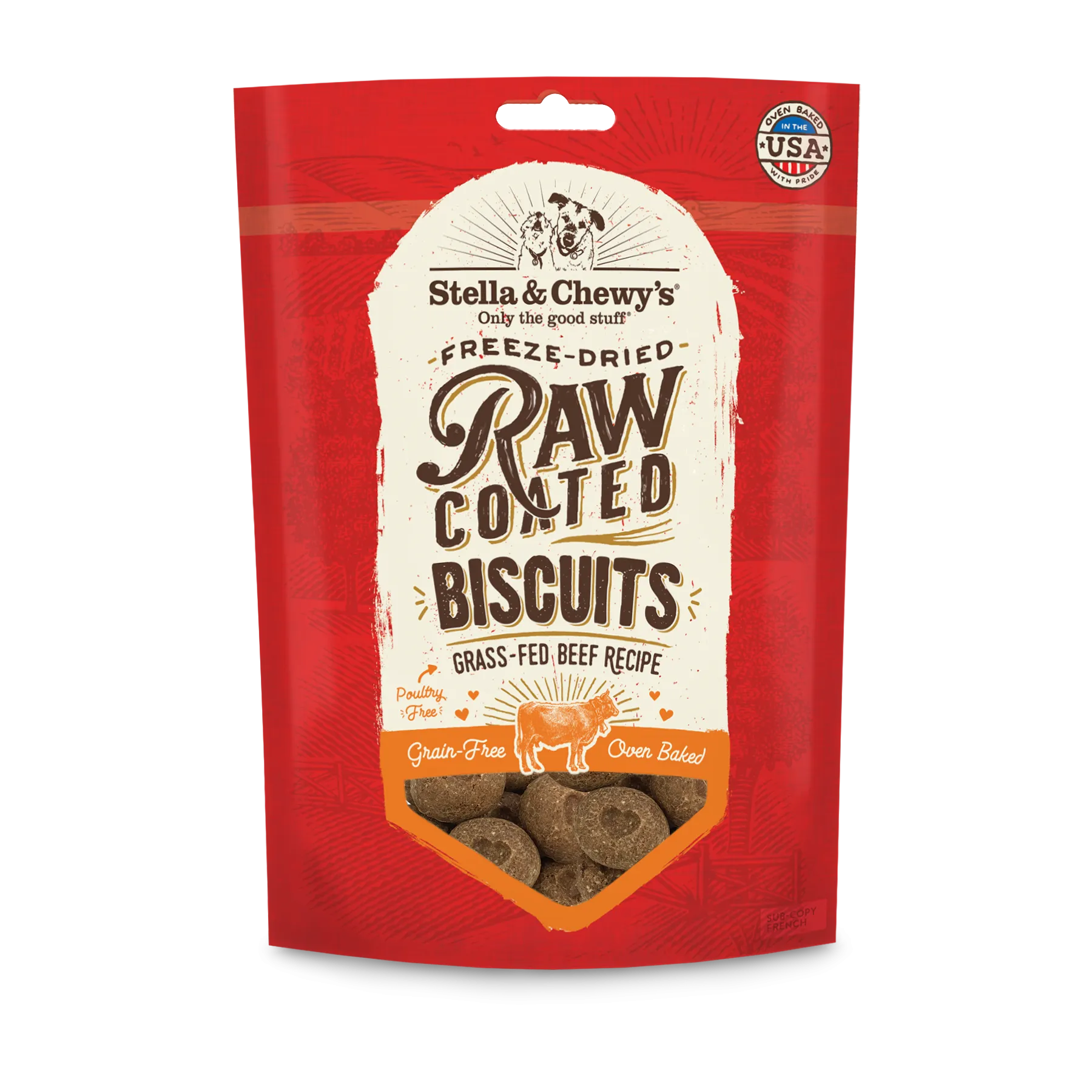 Stella & Chewy's Raw Coated Dog Biscuits Grass-Fed Beef 9oz Bag
