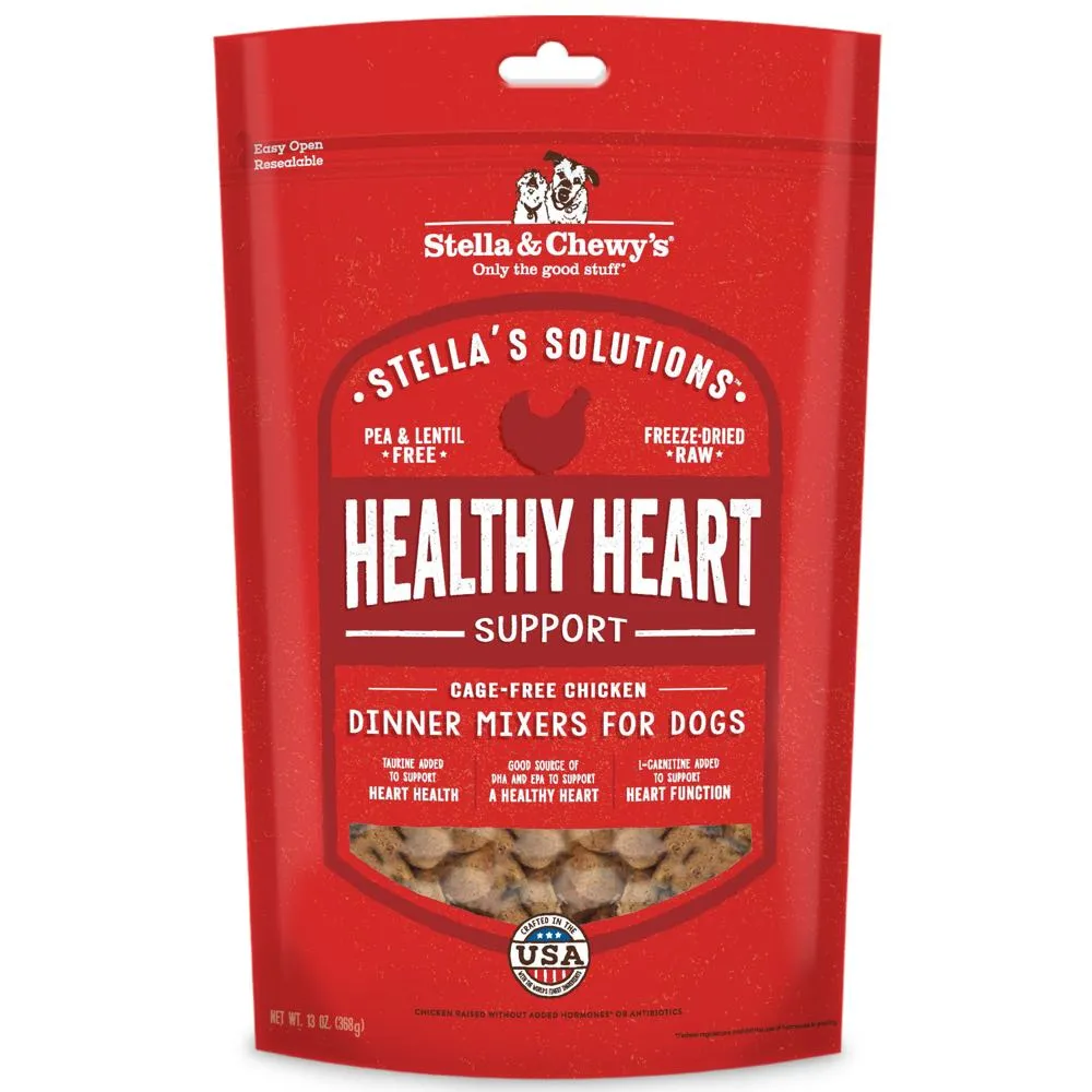Stella & Chewys Stellas Solutions Healthy Heart Support Chicken Grain-Free Freeze-Dried Raw Dog Food 13oz (Exp Sep 2025)